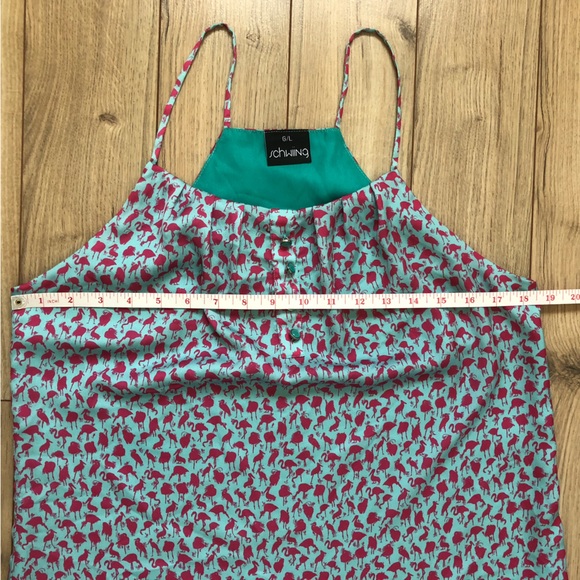 Women’s Schwiing Pink birds spaghetti strap tank top size L - Picture 8 of 11